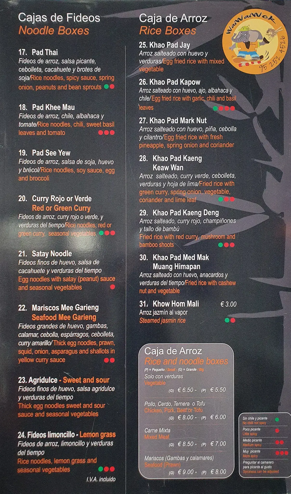 Carta (página 2) de Restaurante Tailandés Yuu Taley en Nerja