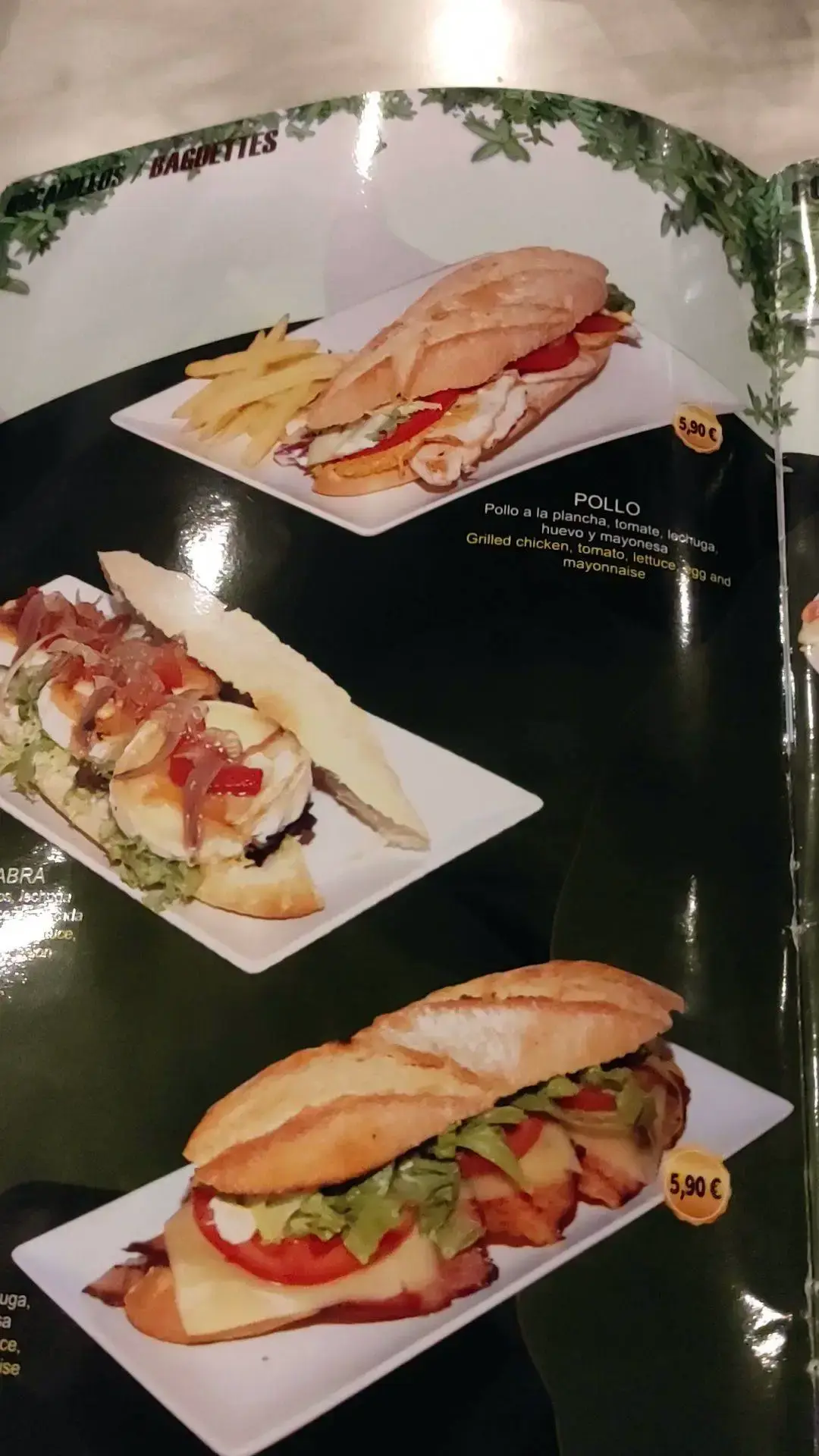 Carta (página 2) de Bar-Restaurante Mena Garden en Nerja