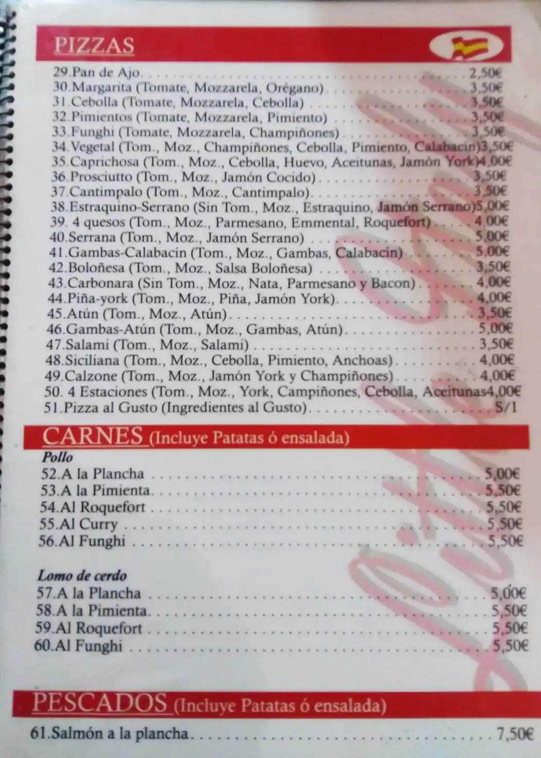 Pizzas y carnes de Pizzería Little Italy Restaurant en Nerja