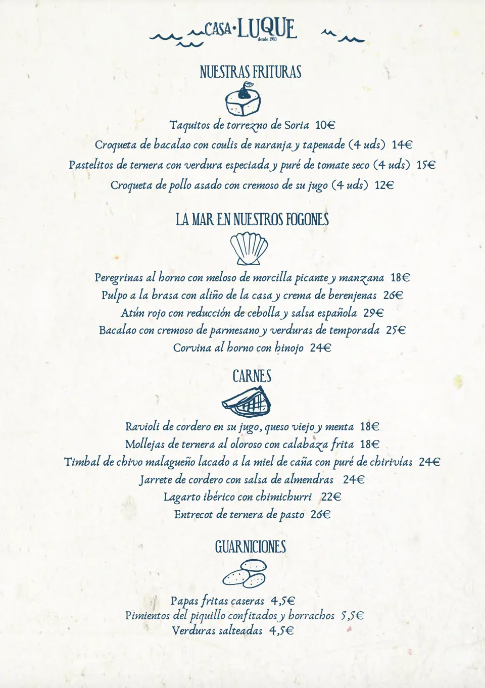 Carta (página 2) de Restaurante Casa Luque en Nerja