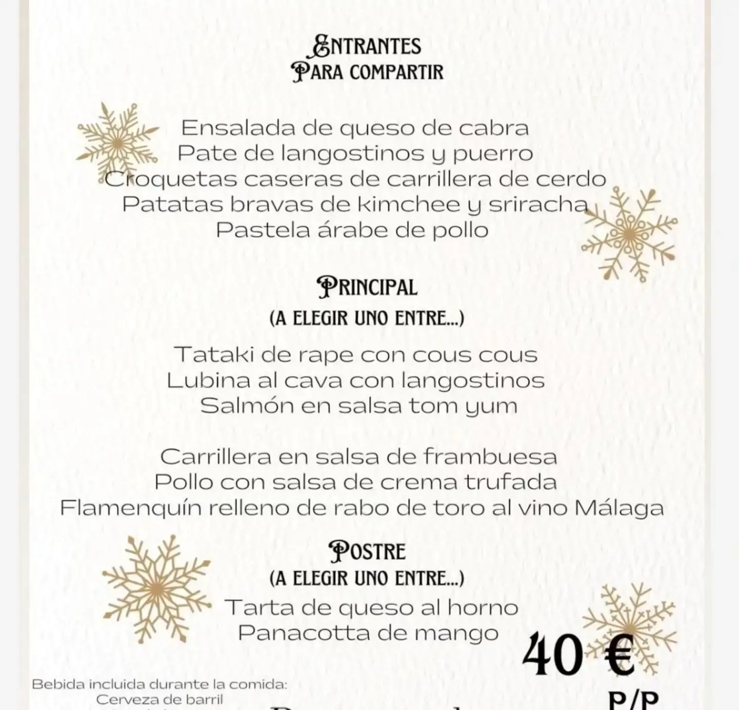 Menú de grupos de Restaurante RAW Lounge en Nerja