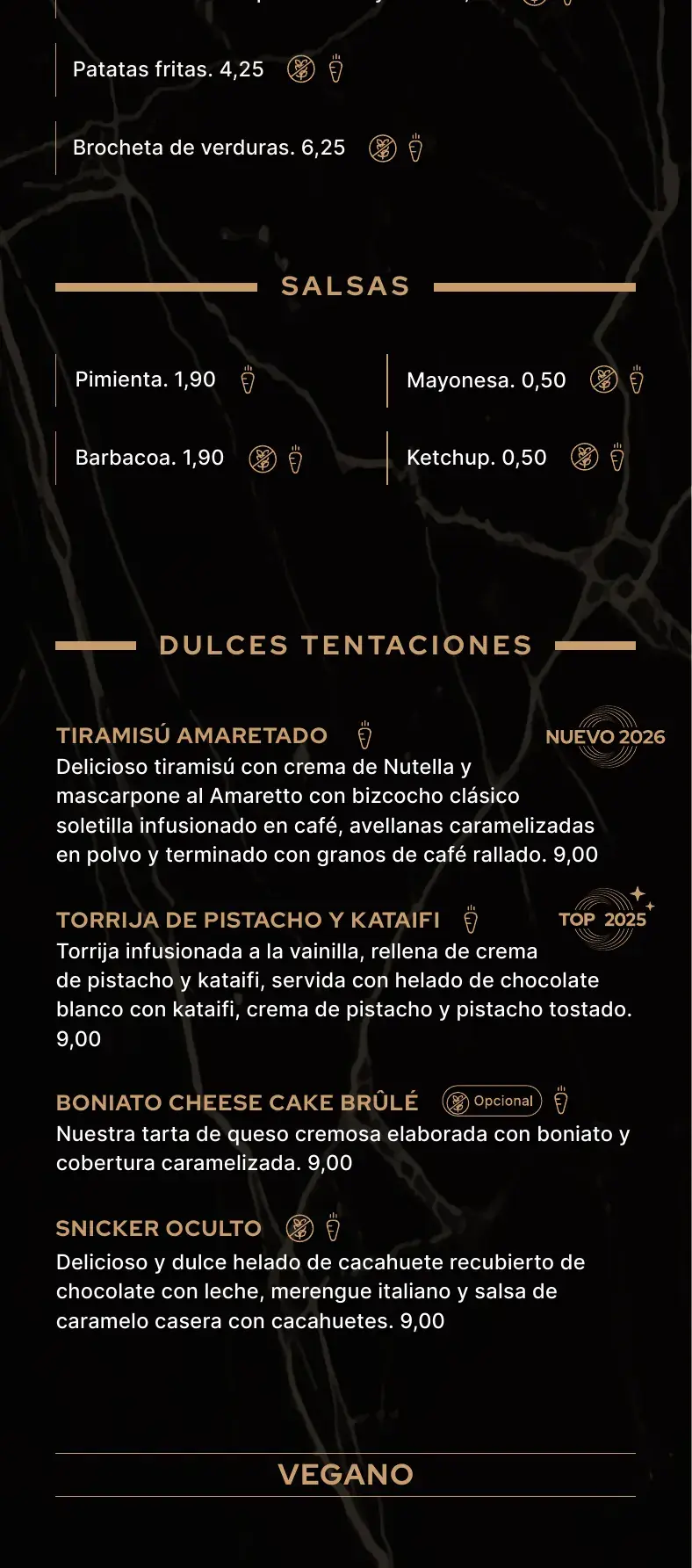 Carta (página 05) de Restaurante Oculto en Nerja