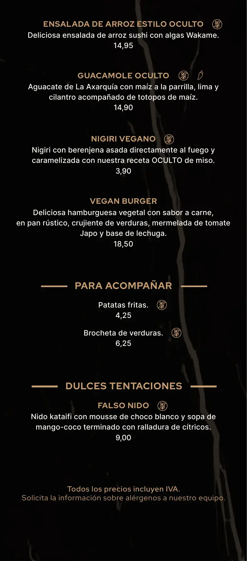 Carta (página 06) de Restaurante Oculto en Nerja