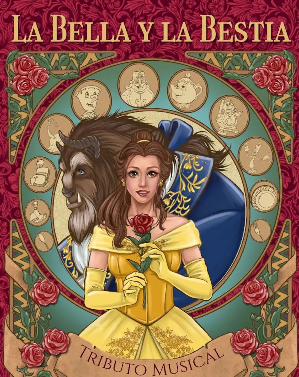 Cartel del tributo musical «La Bella y la Bestia», espectáculo infantil de la feria